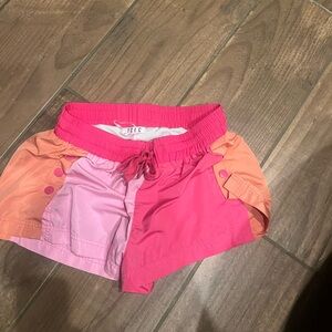 Colorblock Pink & Peach Women's Athletic Shorts